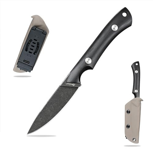 SDOKEDC DC53 Stahl messer Feststehende Klinge mit Kydex Scheide Jagdmesser für Männer EDC Outdoor Camping Survival（Schwarz bis Schwarz）