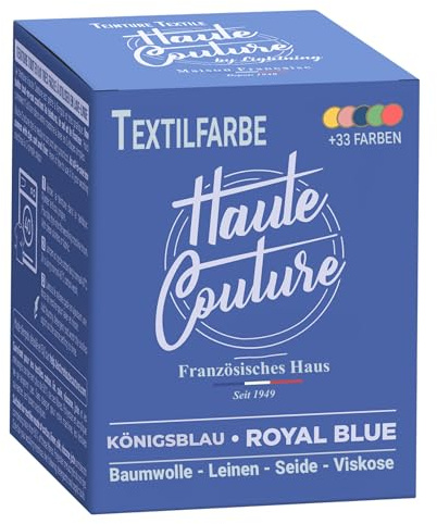Haute Couture - Teinture Textile Bleu Roi - 350g Tout-en-un - Prêt à l'emploi pour Vêtements et Tissus