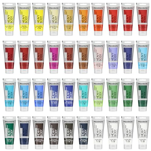 MEEDEN Acrylic Paint Set: 100ml/3.38oz x 40 Tubes - Heavy Body Acrylic Paint Set including 36 Colors & 4 Titanium White Colour Tubes