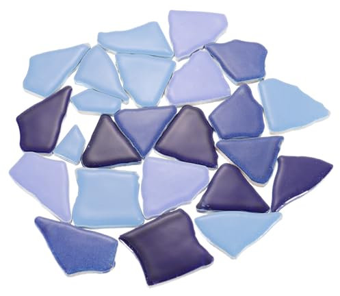 Sourcing Map 500g/1.1LB Irregular Ceramic Mosaic Tiles, Mixed Blue, 3.2-8.5 cm, 6 mm Thick, 10 Pieces