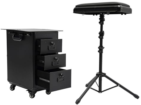 PUDLOR Rolling Makeup Case, Maletín de Cosméticos Trolley con Cajón, Maletín de Maquillaje con Ruedas Cerrable Acero al Manganeso Belleza Maletín Cosmético Carro para Artistas de Maquillaje De
