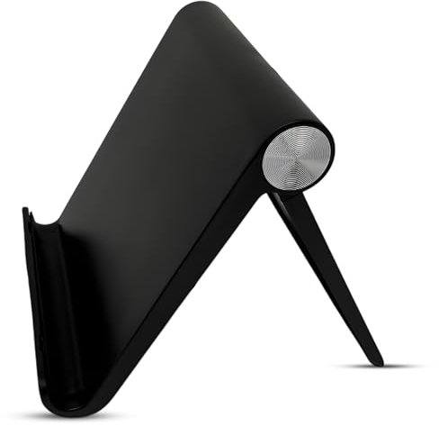 Moreik Soporte Móvil Mesa, Plegable, Base para Escritorio, Porta Teléfono Ajustable, Accesorio para Smarphone, Soporte para Oficina, Sujeta Móvil, Forma Triangular (Negro)