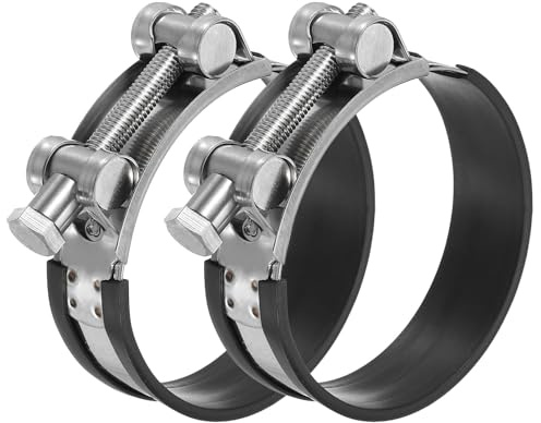 PATIKIL 80–85 mm T-bult slangklämma, 2-pack gummikuddat intag intercooler rörklämmor 304 rostfritt stål kylarslangklämma för 8 cm – 8,5 cm rör