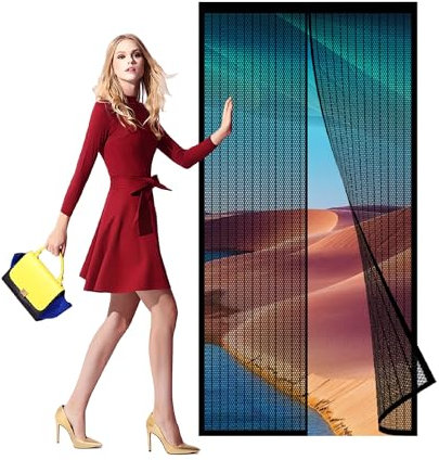 Moustiquaire Porte Fenêtre Magnétique 230 x 194 cm Rideau Anti Mouche Rideaux Toile Insect Ecran pour Couloirs, Portes, Patio, Noir