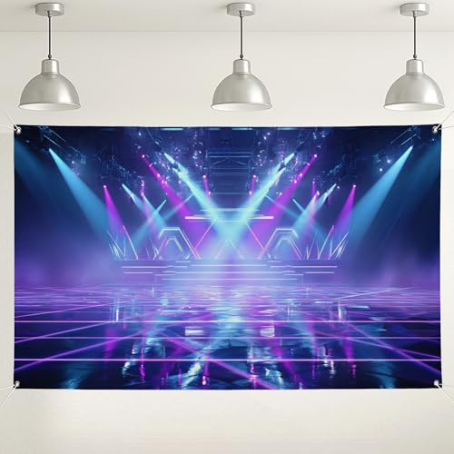 Toile de fond néon pour scène, décorations de fête futuristes, fond photo coloré intérieur/extérieur pour événements, soirées DJ et festivals 180 x 109 cm