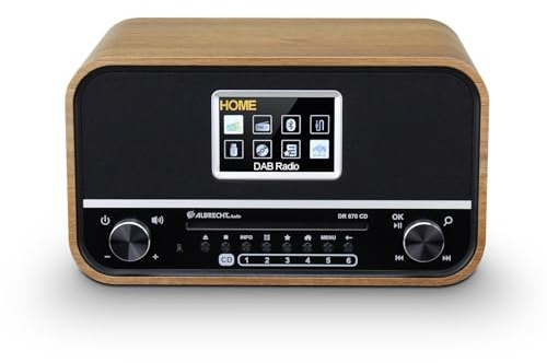 [HiFi-testa mycket bra, toppklass 1,2*] Albrecht DR 870 CD seniorradio, DAB+/FM/CD/USB-radio, bordsradio, Bluetooth, väckningsfunktion inklusive fjärrkontroll, valnöt, svart