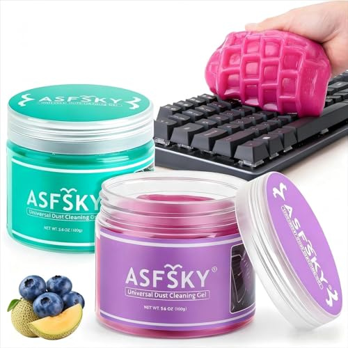 ASFSKY Set di 2 plastiline per la pulizia dell'auto, con profumo, per la pulizia della tastiera (verde chiaro + rosa)