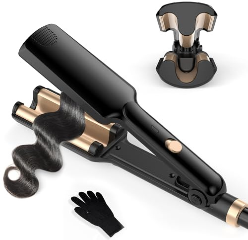 UKLISS Plancha Ondulada Para El Pelo – Pro Mini Plancha Ondulada, 3 Barriles Beach Waves, Rizador De Pelo De Sirena Para Ondulaciones, Rizador De Ondas Ligeras, Adecuado Para Principiantes