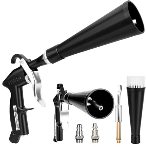 Rengöringspistol med tryckluft, turbo tryckluftspistol för bil, torr utblåspistol, rengöringspistol med ergonomiskt handtag, kompressor exakt luftpistol för säten, fälgar, motor, tyg, läder