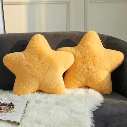 Rilcn 15.75 Plush Star Pillow – Cute Throw Pillow for Adults, Soft Plush Cushion for Couch, Bed, Nursery & Car – Star Shaped Decorative Pillow (Yellow, 40 * 40cm)