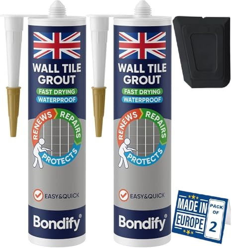 BONDIFY Waterproof Wall & Floor Tile Grout Black Cartridge Ready Mixed 450g