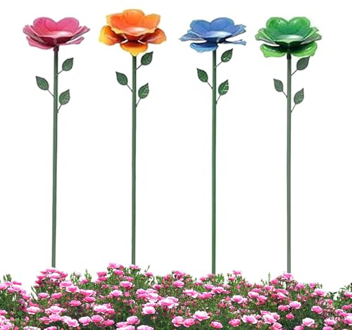 Estación de hidratación para exteriores, paquete de 4 bebederos estables, para suministro de agua de animales, bebedero de abejas en forma de flor para el jardín, utilidad multiusos para exteriores e