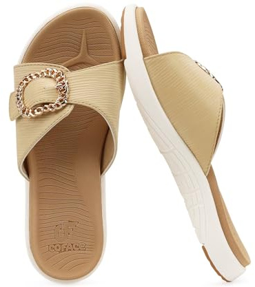 COFACE Ortopedicas Chanclas Mujer Comodas Elegantes Sandalias Pala Señora Verano Playa Piscina Mules Ligera Abierta Chancletas Antideslizante Goma Suela