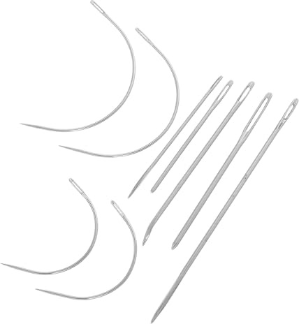 HOODANCOS 9 pièces Lot de Aiguilles à coudre le cuir à Grand Chas Courbées et Droites pour Réparation de Toile et Travaux DIY