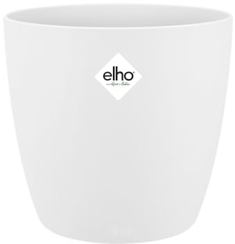 elho Brussels Round 14 - Flower Pot for Indoor - 100% Recycled Plastic - Ø 13.5 x H 12.6 cm - White/White