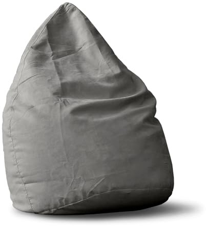 Lumaland Poltrona Sacco Pouf Puff Luxury XL Plus Comfortline 220 lt Cuciture rinforzate Grigio