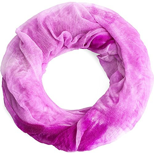 Compagno Damen Schal leichter Loopschal mit Welleneffekt Damenschal Loop Farbverlauf, SCHAL Farbe:Lila