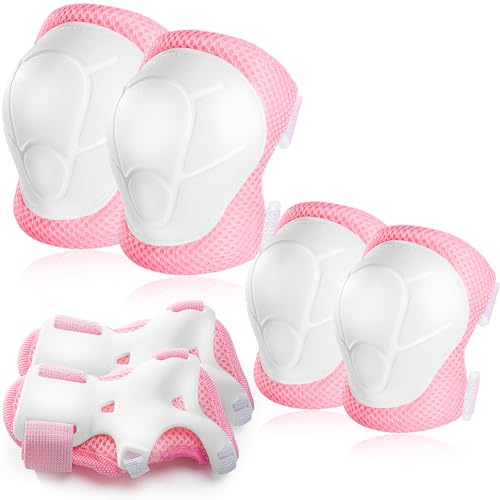 BOSONER Basic Kids Protective Gear: Kids Knee Pads and Elbow Pads with Wrist Guards Set for 3-15 Years - Design for Roller Skates, Cycling, BMX Bike, Skateboard, Inline Skating, Scooter Riding Sports