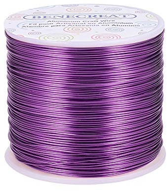 BENECREAT Aluminiumtråd, 20 Gauge (0,8 mm) 235 m, anodiserad, för smycken, hantverk, pärlor, blombindning, färgad hantverkstråd i aluminium, lila