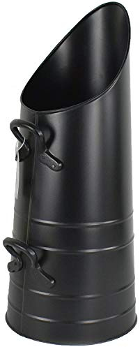 Heavy Duty Tall Metal Fireplace Round Coal Scuttle Bucket Hod 21 (Black)