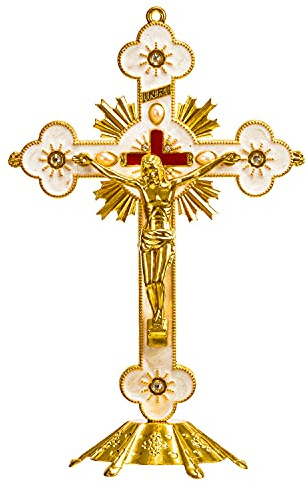 Calculs - Croce da tavolo in metallo con crocifisso per ebrei, con supporto per preghiere di Cristo Gerusalemme, decorazione per la casa, 20,3 cm