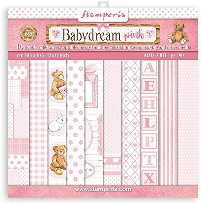 Stamperia Baby Pink Scrapbooking Pad 30y30 12 x 12 inches