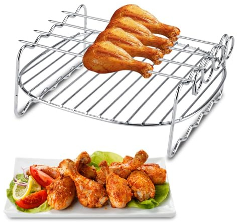 Rack für Air Fryer, Spieße Backblech für Stapelbare Airfryer 3,8 L Air Fryer Ersatz BBQ Rack Double Layer