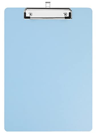 Porte Bloc A4 Avec Pince, Porte bloc en plastique format lettre standard A4, avec des crochets rétractables, pour infirmières étudiants, Employés de bureau (31,5 cm x 22,5 cm) - Bleu clair