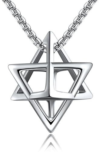 HUKKUN Merkaba Kette Sterling Silber Davidstern Halskette Metatron Halskette Judenstern Schmuck Geschenk für Männer