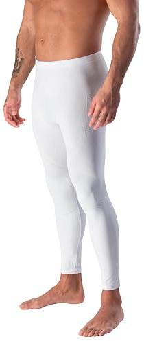 Risalti Pantalones térmicos para hombre Energy – Leggins transpirables, ropa térmica para hombre de microfibra, termorreguladora, ropa interior sin costuras – Made in Italy, Color blanco., XXL