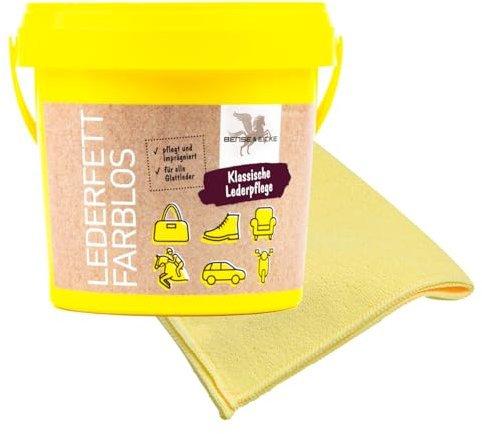 esnado - Bense & Eicke Lederfett farblos 500 ml + 1 Mikrofasertuch - pflegt und imrägniert - perfekte Lederpflege für Glattleder, Autositze, Motorradkleidung, Sättel
