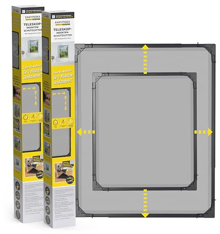 EASYmaxx Insect Protect | Moustiquaire télescopique | Moustiquaire de fenêtre | avec cadre prémonté | moustiquaire extensible | moustiquaire intégrée | anthracite | set de 2 pièces