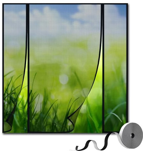 Mosquitera Puerta Magnetica 260x210cm, Doble Apertura Lateral Cortina Magnética Puerta Exterior para Balcón Puerta Corredera de Patio, Mosquitera con Imanes de Malla Negro Fibra de Vidrio