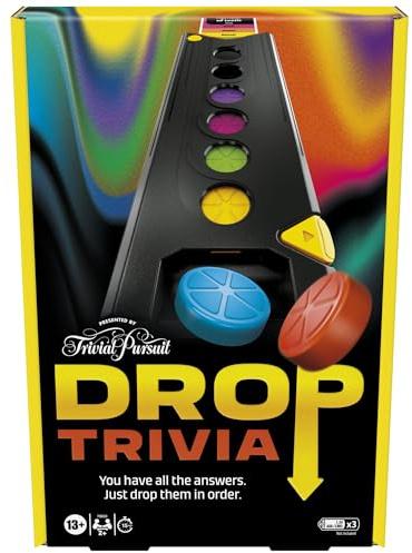 Hasbro Gaming Drop Trivia Elektroniskt brädspel, Nydesignat klassiskt för 2 spelare eller mer, Festspel för pojkar och flickor 13 år, roliga och födelsedagsleksaker