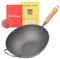 鐵兎堂 KIWAME Premium-Wok, 30 cm, schwarzer Holzgriff, keine Antihaftbeschichtung, 3,2 Quarts, kompatibel mit Elektroherden