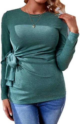 Premamá Tops Camisas Materna de Manga Larga para Mujeres cómodo Moda Cordón Color sólido Camiseta Jersey Ropa Premamá de Primavera Verano Algodón Regalo Durante el Embarazo