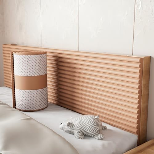 Väggpaneler vadderad, 2 m tjock antikollision, självhäftande väggkudde, 3D-väggkudde, självhäftande, 1,2 cm väggbeklädnad säng, dekoration, isolering för sovrum, vardagsrum (brun, 20 x 200 cm)