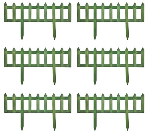 Acan Tradineur - Pack de 6 Vallas de Madera Decorativas de jardín, Borde para Plantas, Flores, Césped, decoración de Exterior (Verde - 60 x 34 cm)