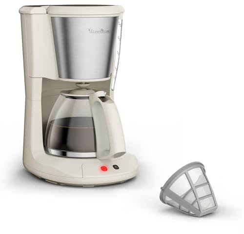 Cafetière filtre Subito Moulinex beige inox, Fonction de maintien au chaud en option, Filtre permanent réutilisable, FG5S1AE0, Rise