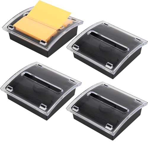 4 Pcs Pop Up Note Dispenser，Sticky Note Holder ，3 x 3 Inch，Clear Top and Black Base Sticky Notes Dispenser for School Office Home Store Classroom Desk Supplies