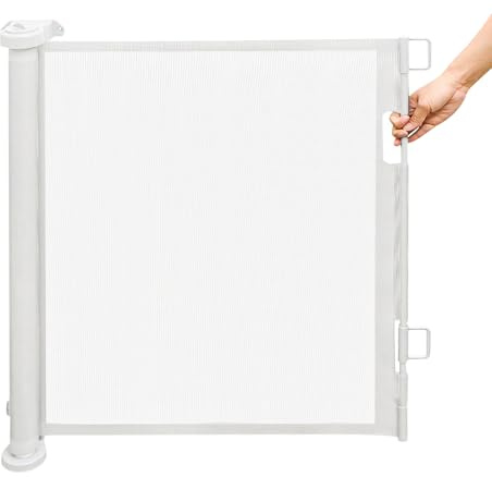 0–150 cm trappskyddsgaller, utdragbart dörrskyddsgaller, babybarriärgaller, infällbart babygaller, skyddsgaller för spädbarn och husdjur (vit)