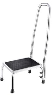 Plus SANTÉ – Marche-Pied Elevation avec Barre d’Appui | Surface antidérapante, Pieds sécurisés, accès Baignoire/lit/Zones Hautes | 36×28,5×23 cm | Structure Stable