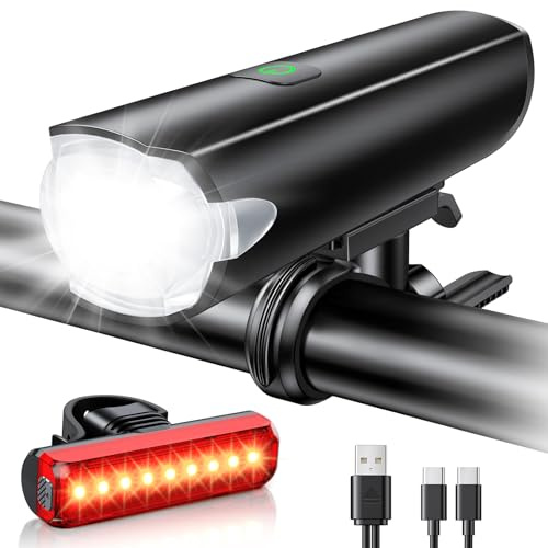 CIRYCASE 1200 Lúmenes Luz Bicicleta, Impermeable IP65 & Recargable por USB Luz Trasera Bicicleta, 3+5 Modos de Luz, Duradera Luces Bicicleta Delantera y Trasera para Ciclismo en Carretera y Montaña