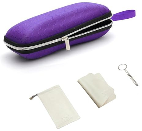 LRZCGB Zipper Eyeglasses Case,Honeycomb Glasses Sunglasses Case Box Protector for Men & Women or Children (Purple)