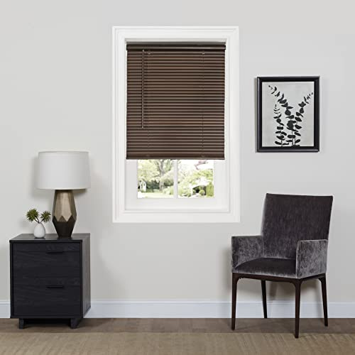 Cordless Room Darkening Mini Blind - 35 Inch Width, 64 Inch Length, 1 Slat Size - Mahogany - Cordless GII Deluxe Sundown Horizontal Windows Blinds for Interior by Achim Home Decor