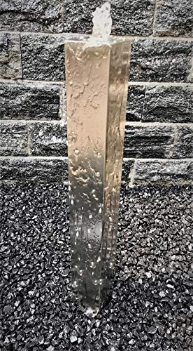 Säulenbrunnen eckig 80/10 cm Edelstahl matt gebürstet Säule Wasserspiel Springbrunnen ohne Becken