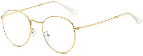 MIGOO Klassische Runde Blaulichtfilter Brille Ohne Stärke Metall Rahmen Retro Brillenfassungen Nerdbrille Unisex (Herren/Damen)