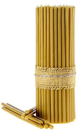 Danilovo Ritual Kerzen 100% Bienenwachs (Gelb) - Orthodoxe Kerzen für Gebet Tischdeko Hochzeit - Ungiftig, Ruß - Tropffrei, Nachhaltige Produkte, N20, Höhe: 30,5 cm, Ø 9,6 mm (100 stück)