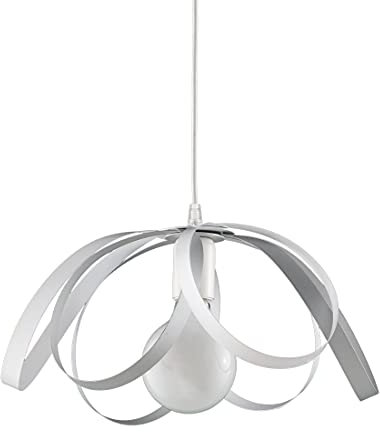 LEOLUX Lampadario Fiocco Moderno – Bianco e Grigio – Made in Italy – Attacco E27 – Stile Minimal per Cucina, Soggiorno, Cameretta – Lampada a Sospensione LED Compatibile
