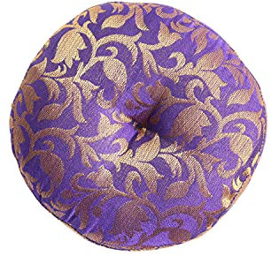 Singing Bowl Cushion Handmade Round Cushion Brocade Art Silk Home Decor Pillow For Tibetan Singing Bowl (5 Inch)